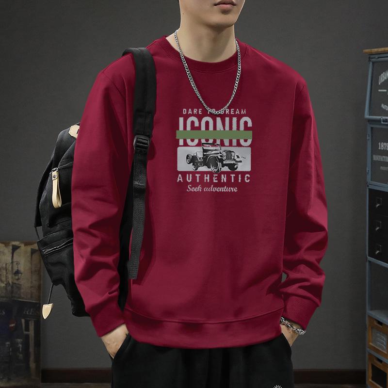 

Men s Heavyweight Round Neck Hoodie with Fleece Lining - Spring/Autumn Style 3XL (190-220 jin)