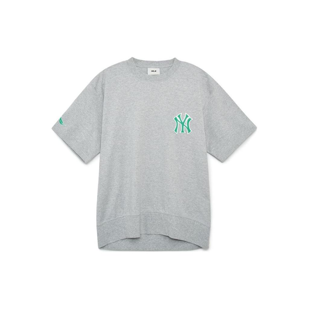 MLB New York Yankees Logo Solid Color Casual Sports Breathable Round Neck Short Sleeve Drop Shoulder T-Shirt Women tops Gray 3ATSD0133-50MGS