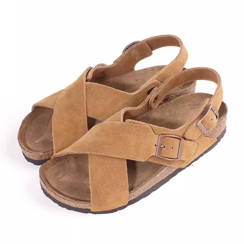 2024 2024 Women's Suede Mules Slippers Women Clogs Cork Insole Sandals with Arch Support Outdoor Beach Slides Summer Women Shoes