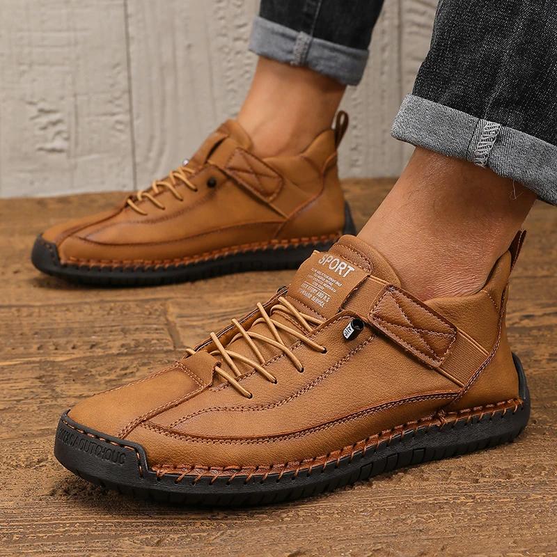 Men's Casual Shoes Luxurious Design Retro Soft Soled Commuting Shoes Lace Up Comfortable Durable Long Distance Travel Men Shoes