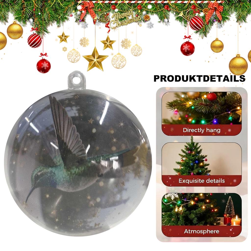 Kristallglas-Ornament-Set „Vögel der Natur“ – Klare Weihnachtskugeln zum Aufhängen am Weihnachtsbaum für festliche Heimdekoration