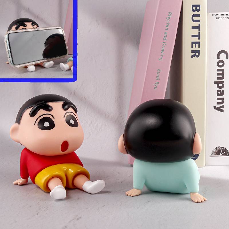 Crayon Chan Shin Phone Holder Toy Figurine Sitting Desk Decor Kids Gift Anime