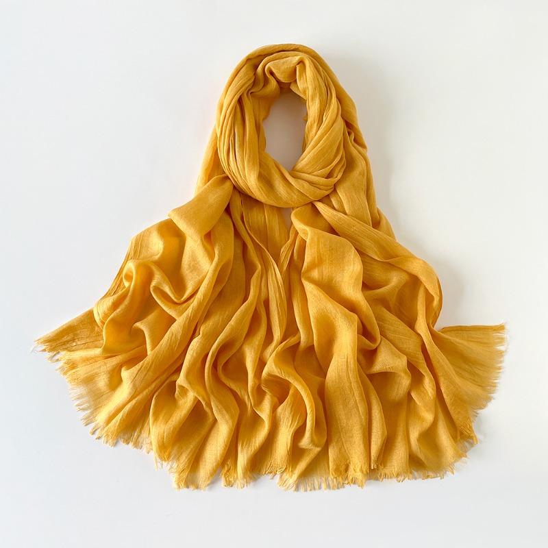 Solid Color Scarf Shawl Fashion Literary Cotton and Linen Scarf Red Silk Scarf Women's Desert Travel Shawl