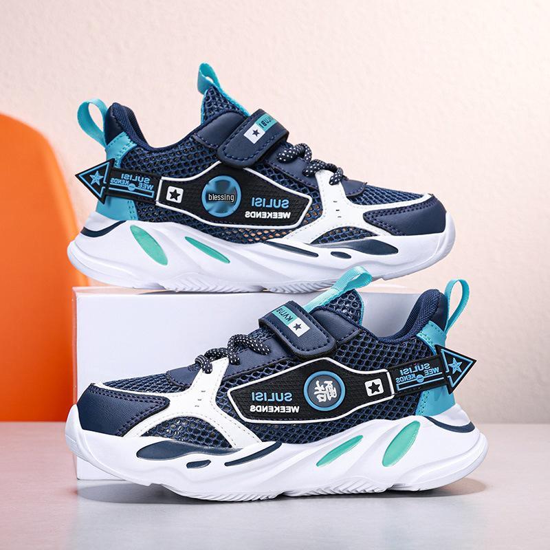 Sommer-Sportschuhe für Jungen: Weiche Sohle, Rutschfest, Atmungsaktives Mesh, Laufschuhe für mittelgroße und große Kinder