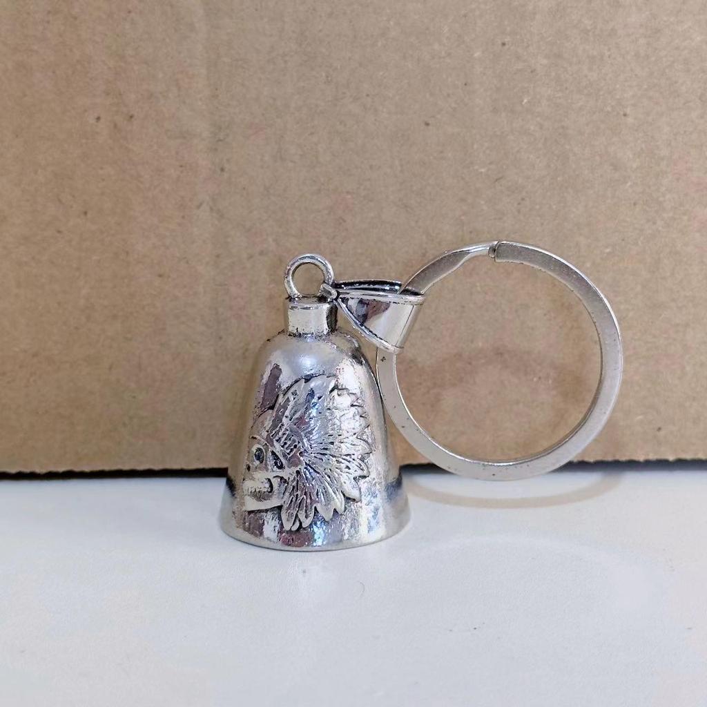 Vintage Zinc Alloy Angel Wings Bell Keychain for Bikers