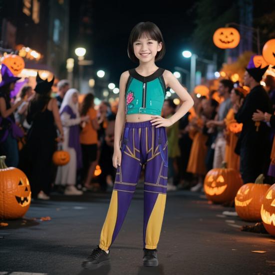 Girl Pop Singer Halloween Costume Stage Performance Outfit Vibrant Print Cosplay Attire Dress Up Costume for Parties