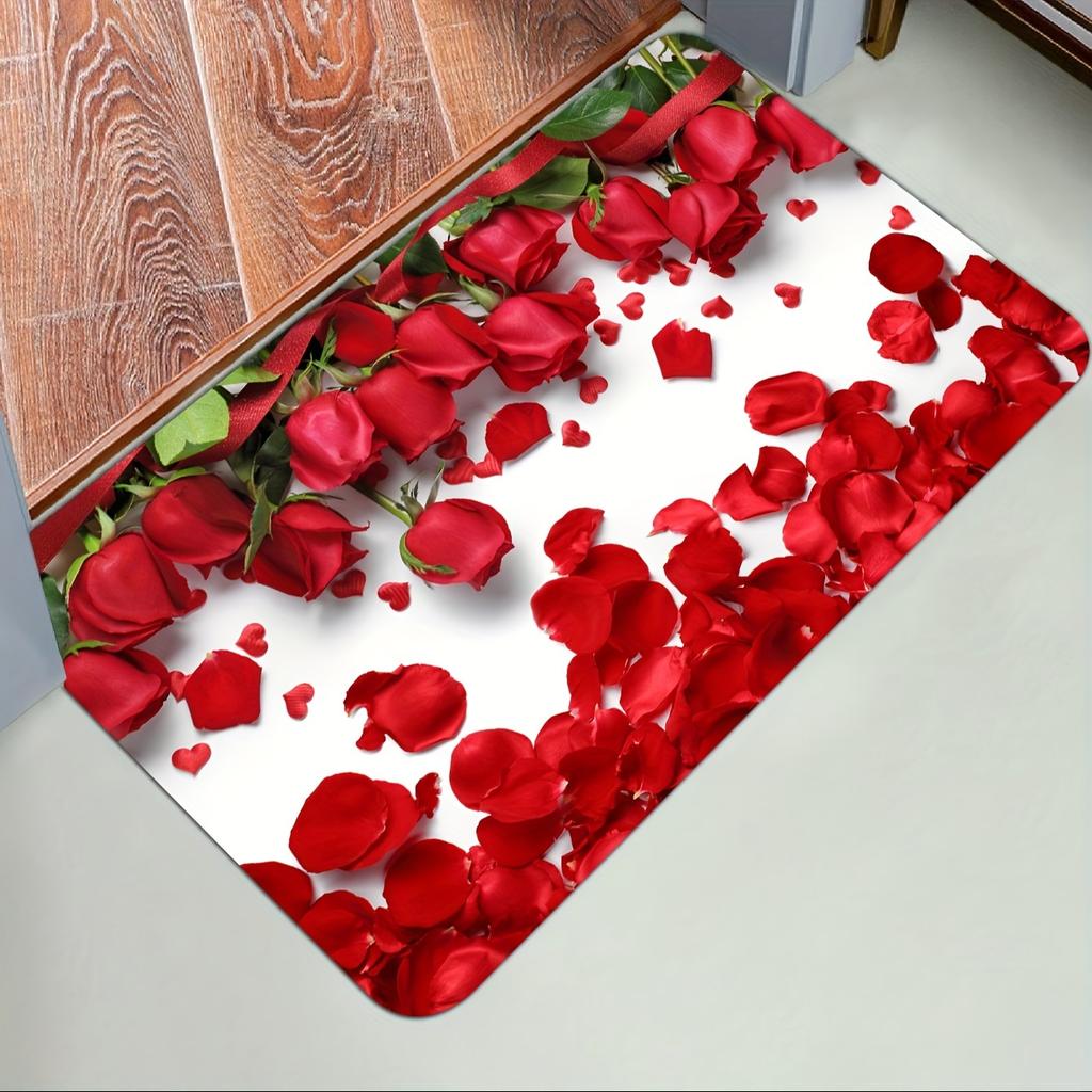 Luxury Beautiful Rose Print Kitchen Mat Soft Thickened Kitchen Floor Mat Waterproof Non-slip Oil-proof Floor Mat Runner Rug