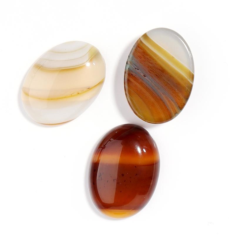 2Pcs Oval Agate Cabochon 18x25mm Natural Green Stone Spacers Pendant Ring Charm Flat Diy Jewelry Finding Materials
