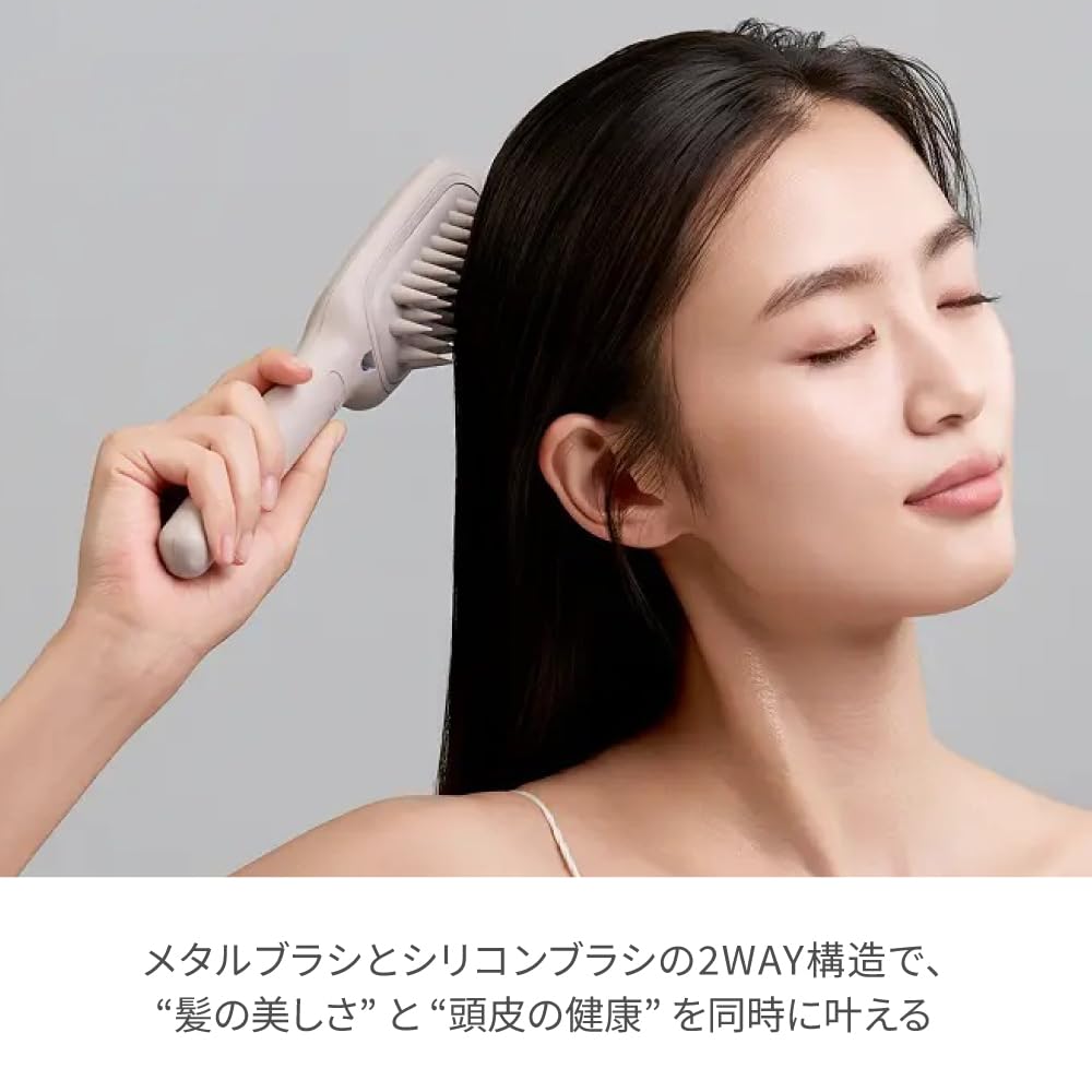 FESTINO Salon Care Scalp Ion Brush Negative Ion Sonic Brush with Metal and Scalp Gift SMHB-051, Vibration, 2-Way Silicone, Battery-Operated, Care,