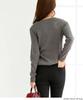 Winter Plus Ribbed Long Sizes Burgundy wn-0114 [Jungle Jalopy] Women's Sweater, Sizes, Knit, V-Neck, Cotton, Sleeves, Lightweight, Elegant,