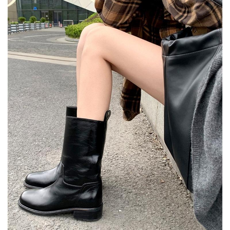 Fashion New Mid Calf Women Autumn Fashion Women Botas Simple Flat Heel Boots Women's Ankle Boots British Style Women's Booties Q326