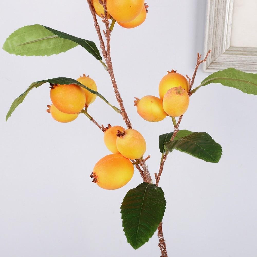 Luxury Artificial Loquat Fruit Branch Faux Loquat Fake Plants Simulation Fruit Tree  Gift