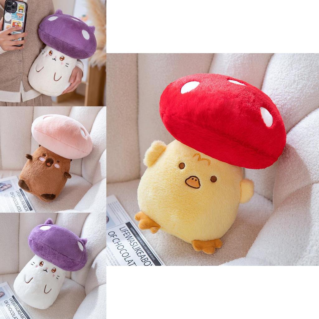 Cute Mushroom Plush Toy Stuffed Animal Doll Pillow Hanging Pendant 32cm Soft Pp Cotton Short Plush Waterfowl Duck Cat Design