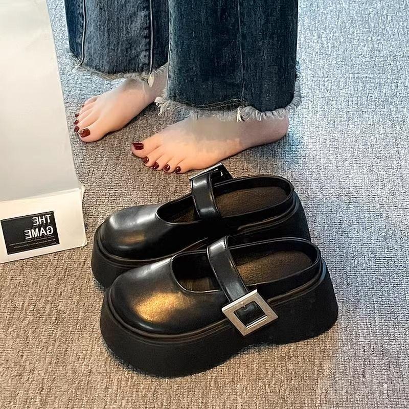 Design sense bag head heightened thick bottom half slippers women's summer wear new niche belt buckle breathable sandals