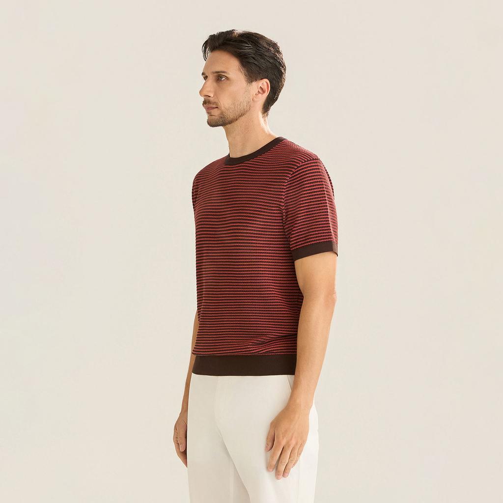 FERRAROMILANO Two-Tone Stripe Round Knit Brown (Am0Gtsr25157)