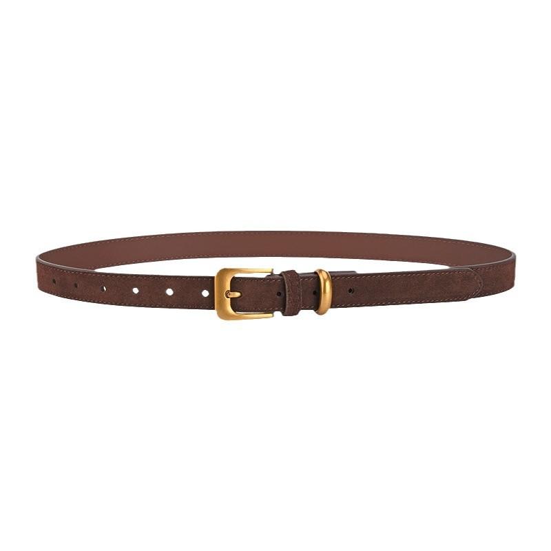 Retro Versatile Women's Genuine Leather Belt Matte Pin Buckle Simple Fashion Decorative Pants High-end Leather Belt Women