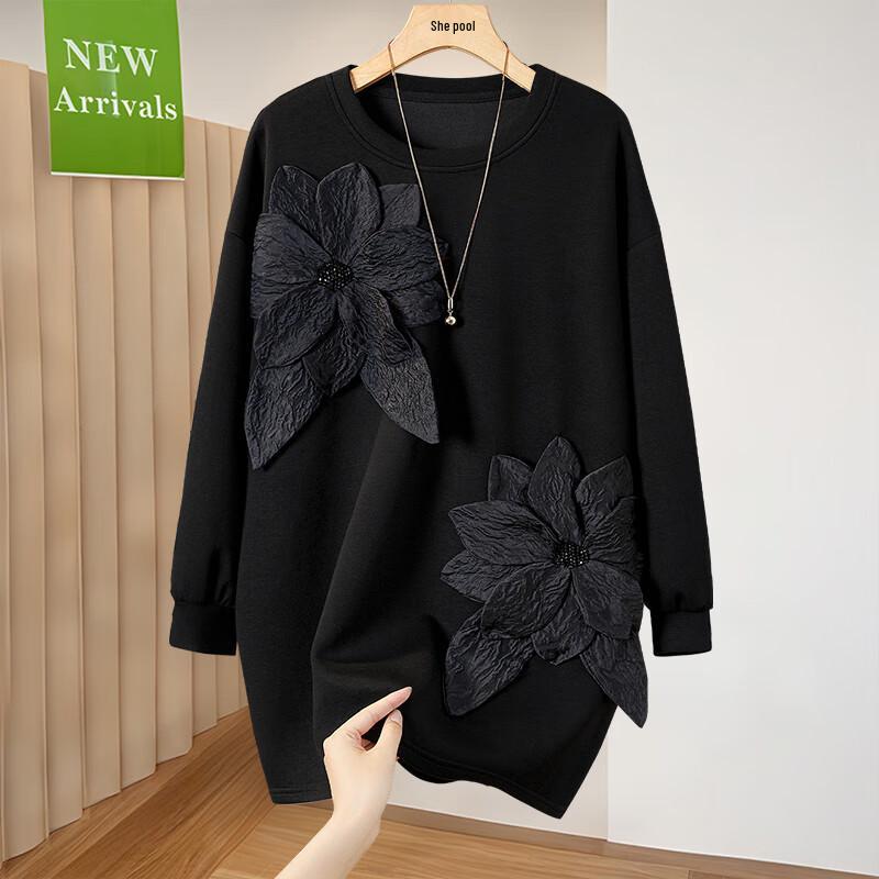 

Women s 3D Floral Drop-Shoulder Sweatshirt L