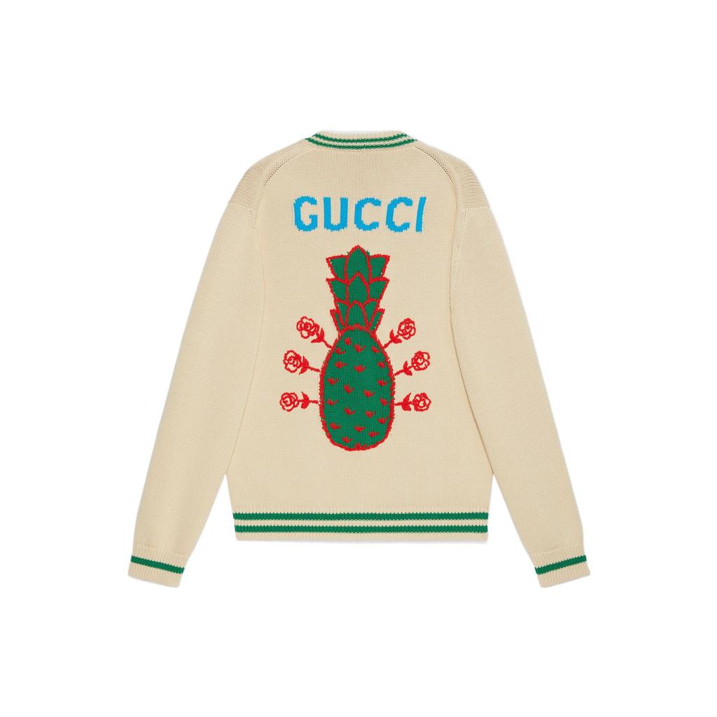 GUCCI Pre Owned 2010s Pineapple embroidery Cardigan 683098-XKB73-9750