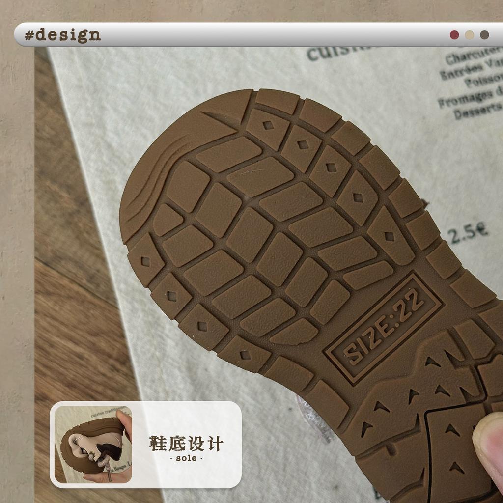 XSHX Fatty Martin | Boys and girls autumn and winter Velcro small yellow boots retro bag head foot protection rubber non-slip