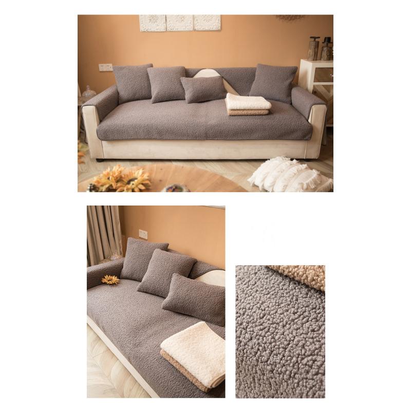 Winter Lamb's Wool Sofa Cushion Non-slip Scandinavian Simple Cushion Four Seasons General Thickening Fabric Plush Sofa Cover