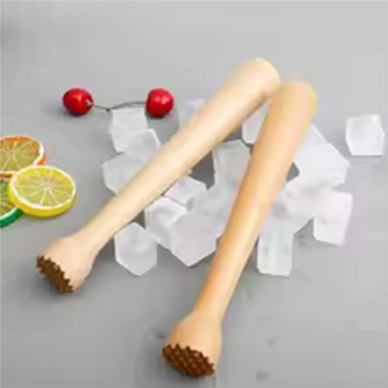 A96I-Fruit Lemon Juice Muddler 2 Pcs Wooden Ice Crusher Press Muddler Cocktail Tools Ice Sticks Hammer Kitchen Equipment