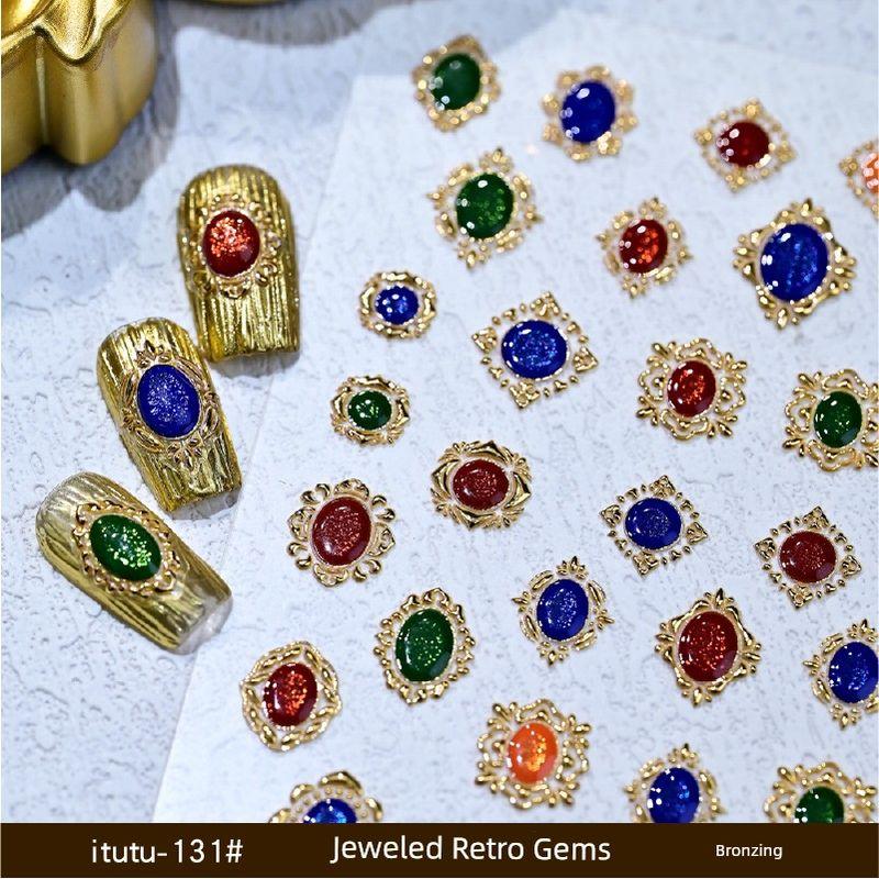 

Ethnic Style Retro Bohemia Bronzing Cat Eye Nail Sticker Nail Jelly Nail Decals Fingertip Ornament Retro-Pearlescent Bronzing