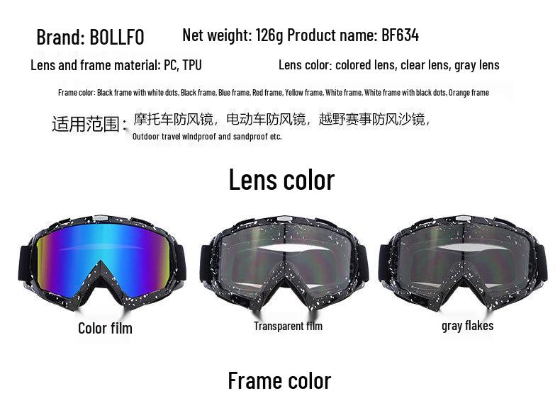 BOLLFO X400 Off-road Cycling & Ski Goggles - Windproof, Sandproof, Protective Outdoor Sports Eyewear