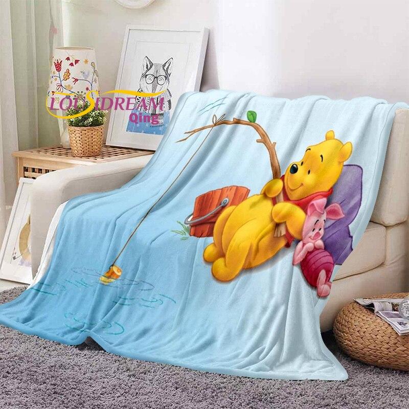 Winnie the Pooh Printed Blanket Flannel Blanket Bed Throw Soft Cartoon Printed Bedspread Bedspread Sofa Blanket