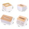 Tissue Boxes with Wooden Lid Napkin Holder Container Wet Tissue Paper Dispenser Case Modern Home Car Organizer Napkin Holder