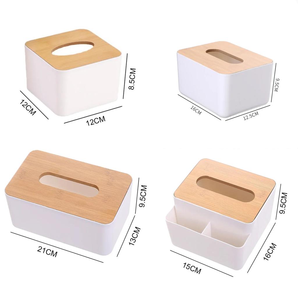 Tissue Boxes with Wooden Lid Napkin Holder Container Wet Tissue Paper Dispenser Case Modern Home Car Organizer Napkin Holder