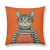 1pc Cartoon Cat Cushion Cover Orange Striped Overalls Pillowcase For Sofa Bedroom Home Decor Soft Comfortable Throw Pillow Case