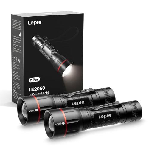 Lepro LED Flashlight, Powerful, Military-Grade [LE2050, High Brightness, 18650 and AAA Battery Compatible, Zoomable, 5 Lighting Modes, Water-Resistant