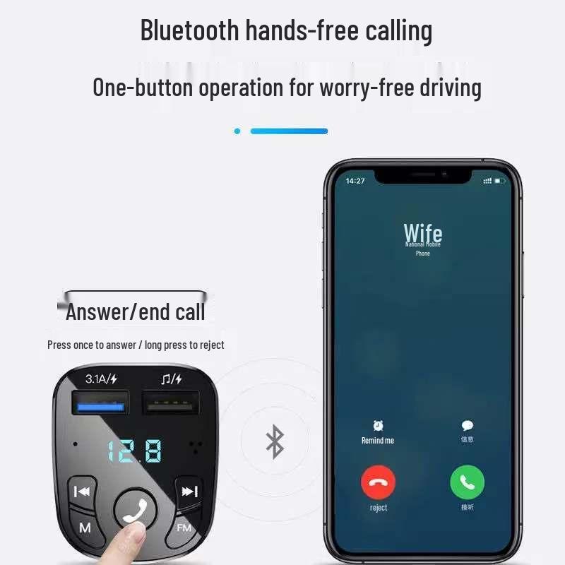 Car Bluetooth FM Transmitter & MP3 Player with QC3.0 Charger