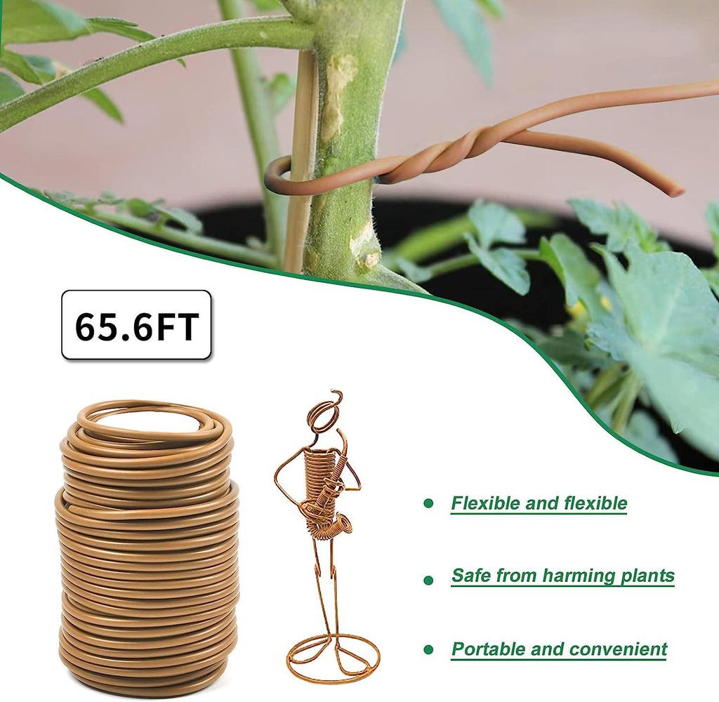 Garden Plant Twist Ties - 20m Soft Wire for Supporting Branches, Vines, and Stems