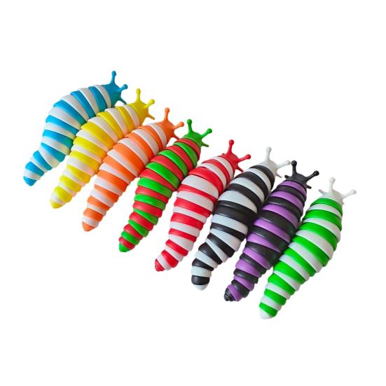 Stress Relief Slug Fidget Toy Articulated Stretch Caterpillar Sensory Toy Portable Travel Bendable Colorful Worm Toy Party Favors