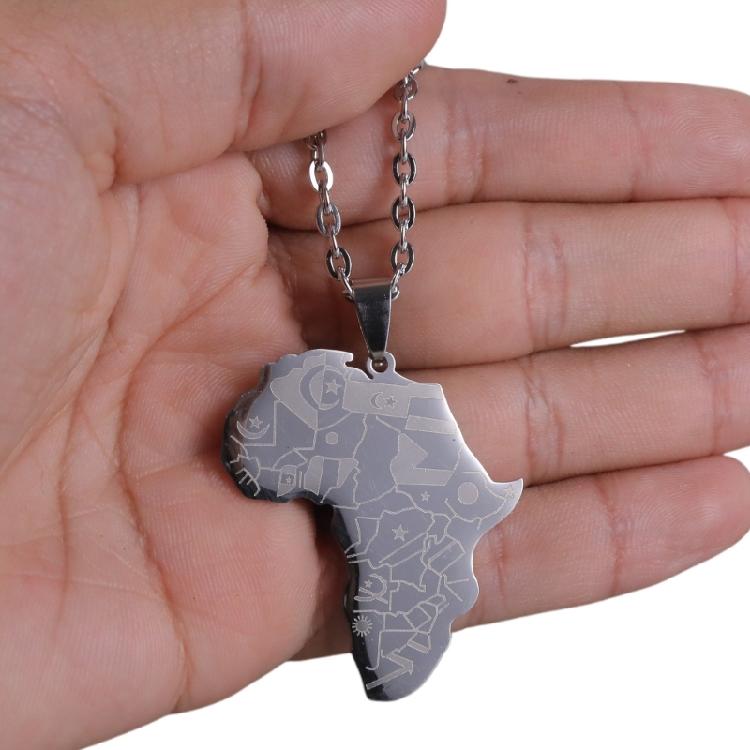 Edelstahl Afrika Karte Anhänger Halskette Schmuck Afrikanisches Symbol Halskette