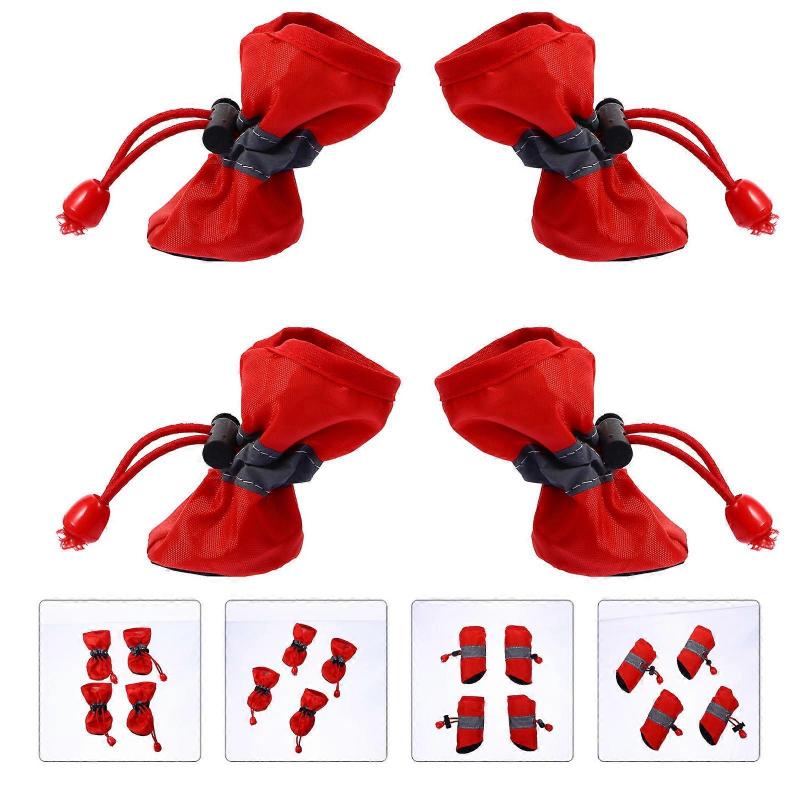 Winter Dog Boots 8 Pcs Non-Slip Paw Protection For Dogs In Cold Weather With Traction Features