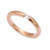 Anillo de Acero Titanio Chapado en Oro Rosa con Diamante Único - Joyería de Moda Femenina Estilo Coreano
