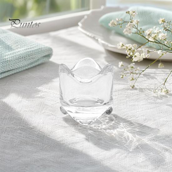Zachte Licht Kaarshouder Glazen Houder, Onregelmatige Golvende Theelichtje Beker met Kristalhelder Verdikt Glas, Minimalistische Golvende Rand Romantisch Bureau Decor voor