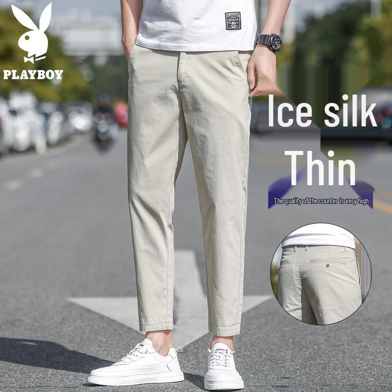 PLAYBOY Men s Tencel Cool Loose Straight Casual Pants 29