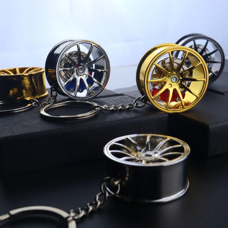Cross-border Car Brake Keychain with Rotating Wheel & Laser Logo