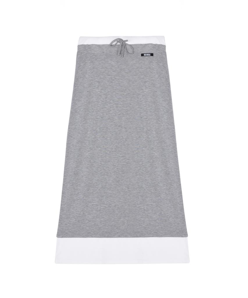 Nigaennikol Double Layered Long Skirt_Gray