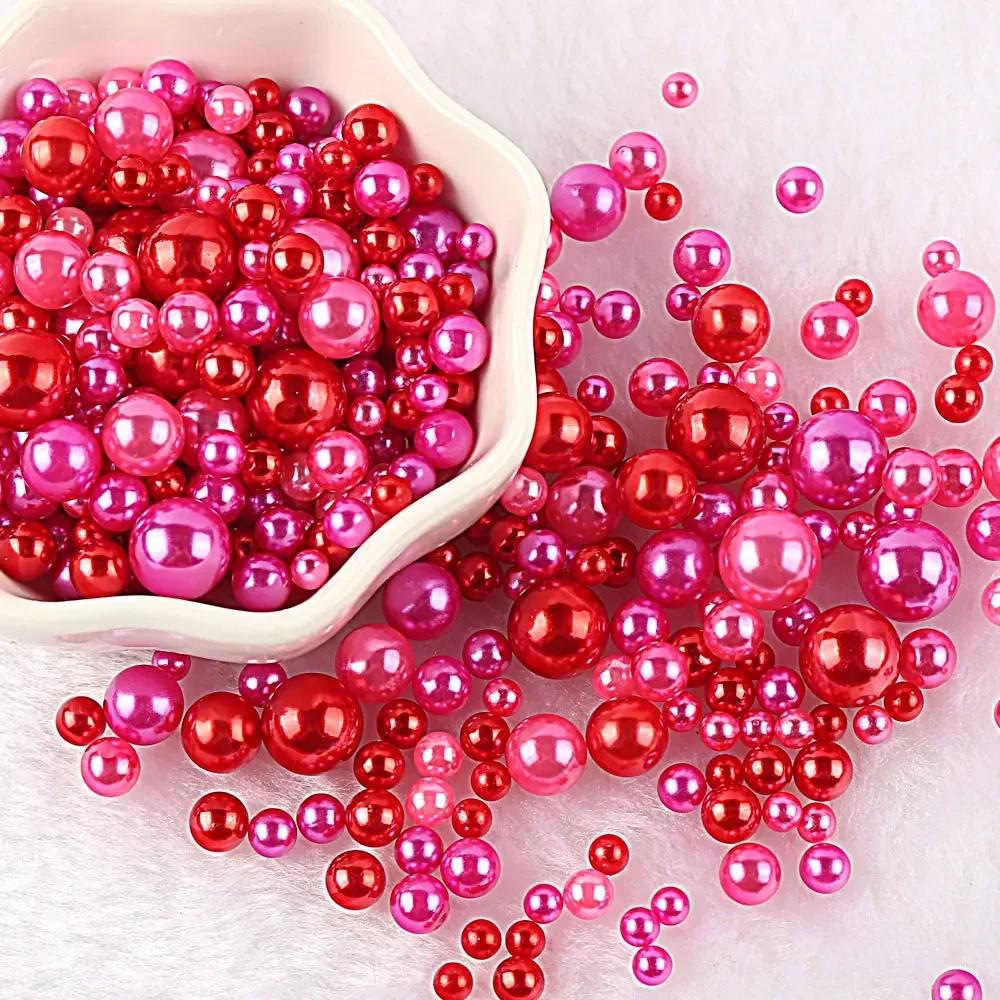 Miçangas ABS Imitação de Pérola Multicoloridas Sem Furo Miçangas Soltas para Arte de Unhas DIY Artesanato Decoração de Scrapbook