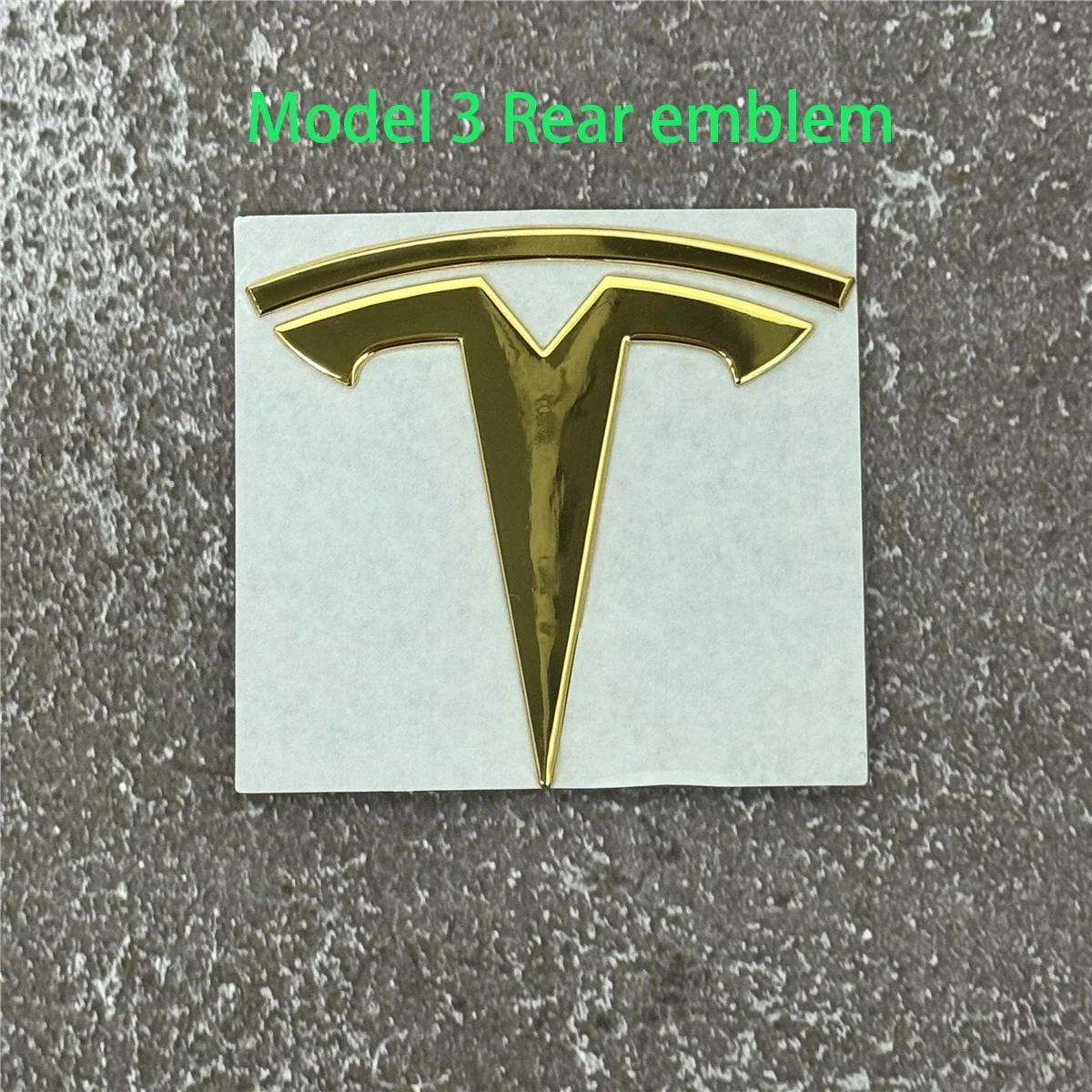 

Car Sticker 2025 Hot Tesla Model 3/Y Front & Rear Emblem Set - OEM Style Metal Replacement Badges 3M Adhesive Stickers for Trunk