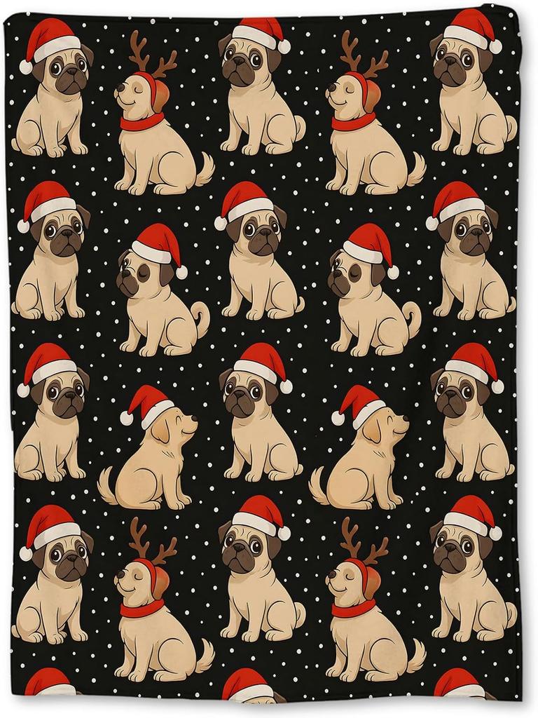Christmas Cute Santa Face Blanket, Soft Lightweight Flannel Pink Holiday Throw Blanket for Couch, Bed, Travel & Home Decor Gifts