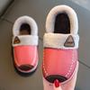 Adult parent-child children's cotton slippers men's and women's velvet thickened pu leather waterproof slip winter warm bag and soft bottom