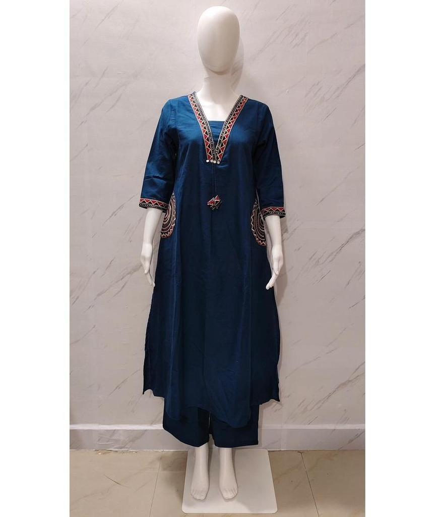 Indian Party Wear Top Tunic Kurta Pant Set Women Designer Cotton Ethnic Wear Kurti Dress