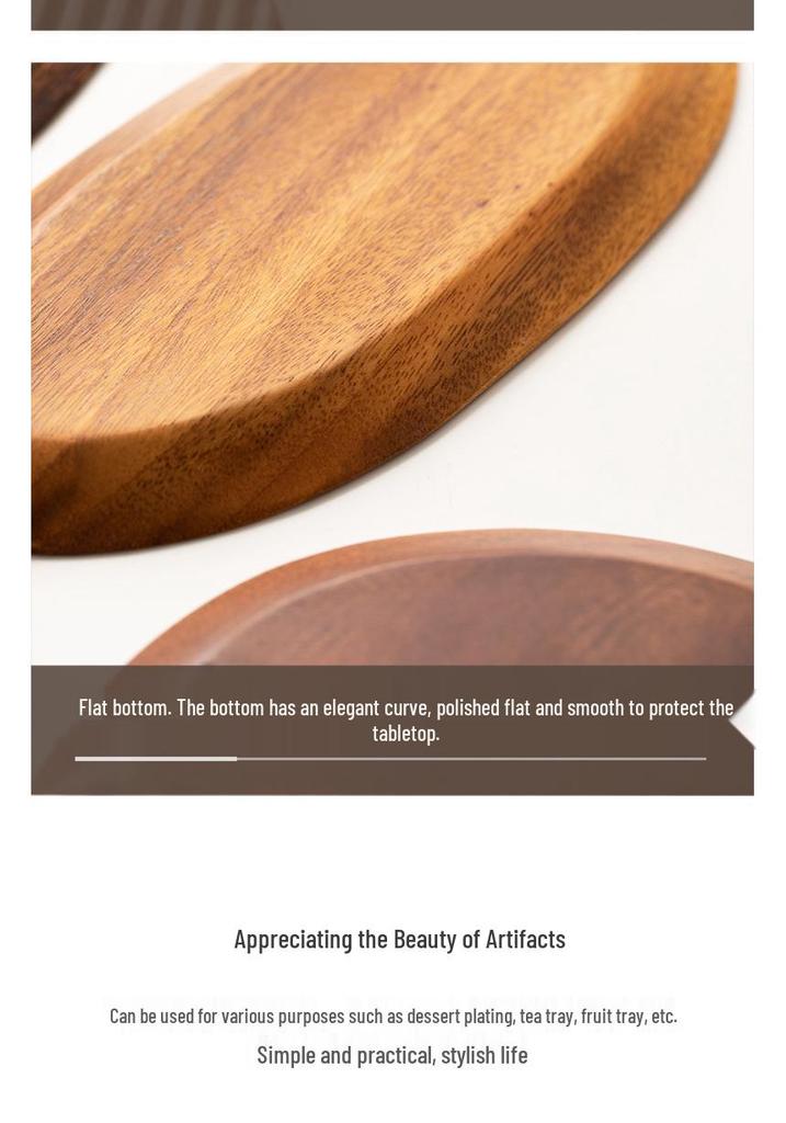 Walnut Leaf Wooden Tea Tray with Saucer & Snack Storage