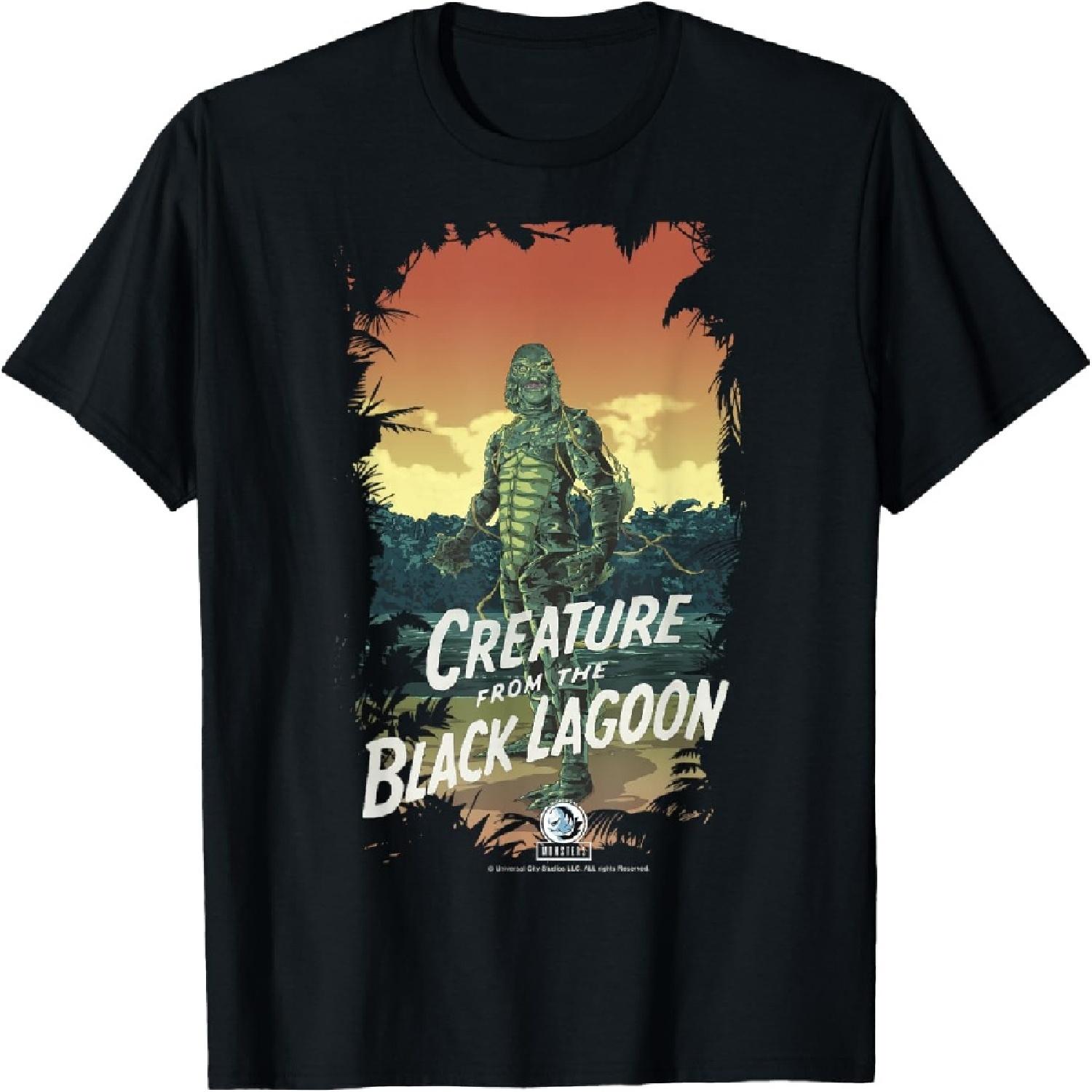 Универсальные Монстры Существо из Черной Лагуны Темная Рамка Футболка S