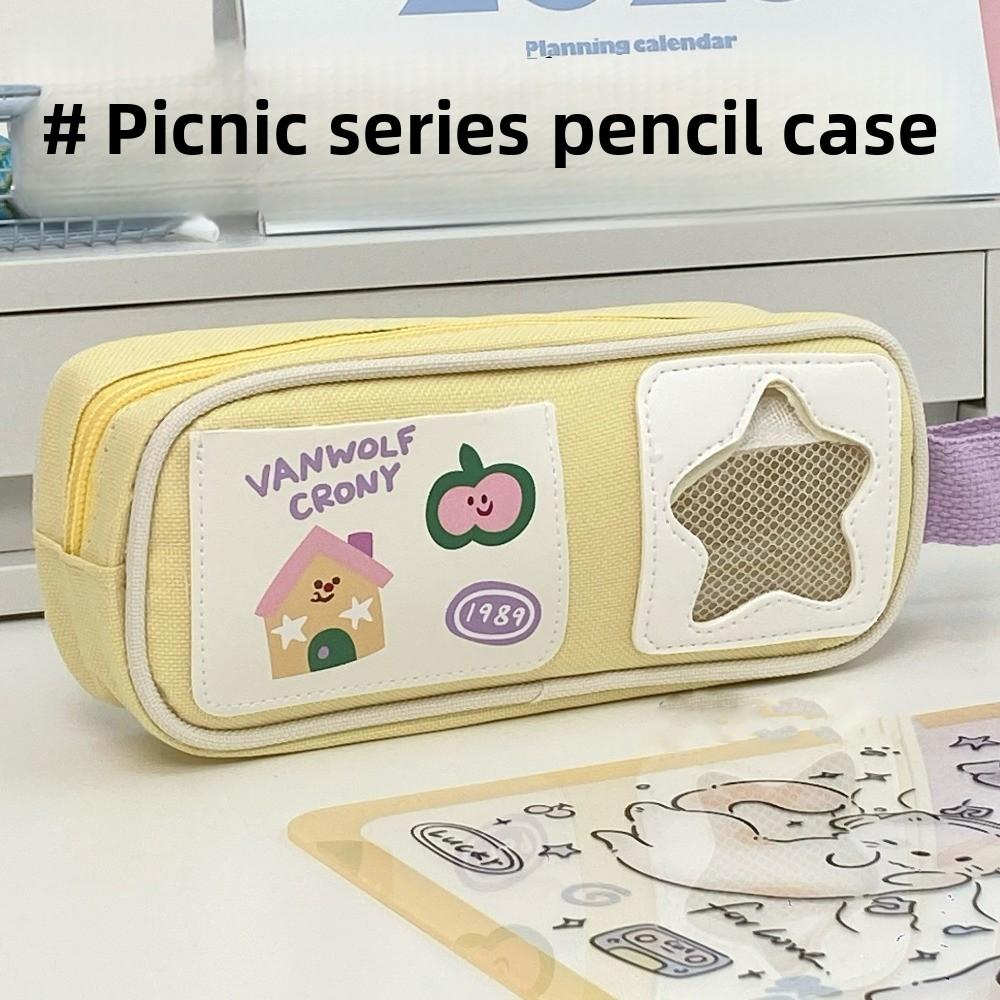 Rabbit Kawaii Pencil Bag Picnic Series Pen Pencil Case Cartoon Stationery Bag  Kids
